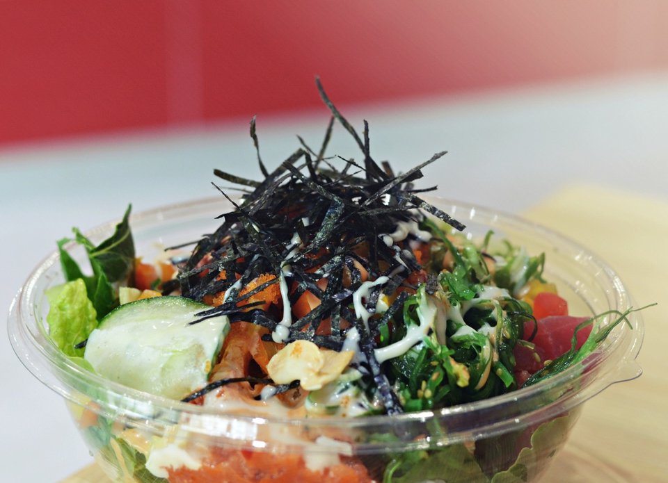 Close-up of colorful Hawaiian poke ingredients